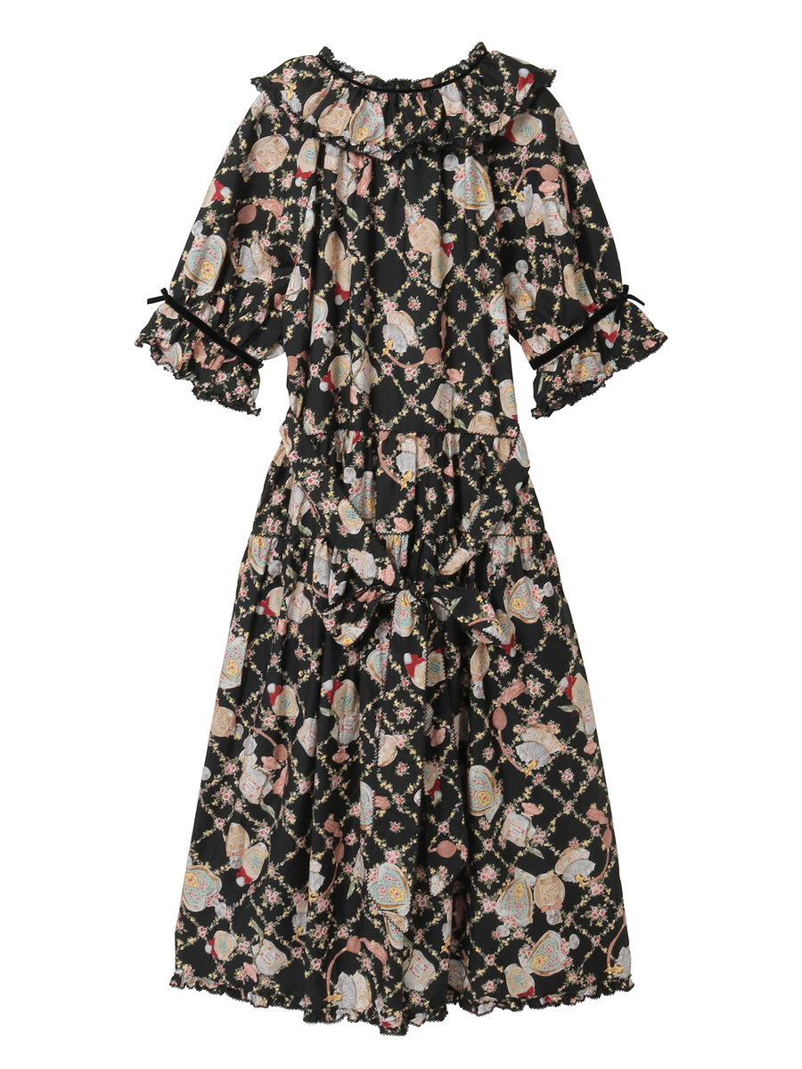 パフュームプリントミディワンピース 詳細画像 クロ 2