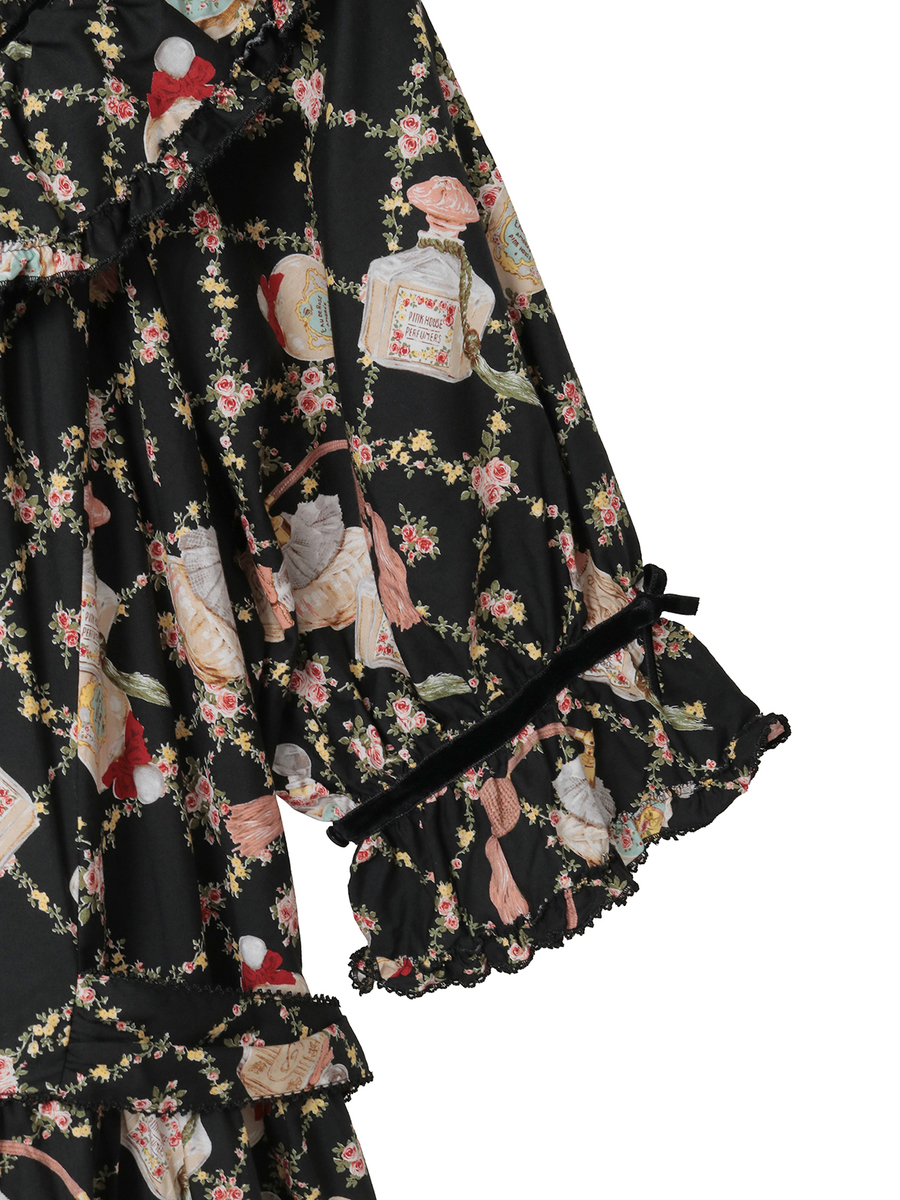 パフュームプリントミディワンピース 詳細画像 クロ 4