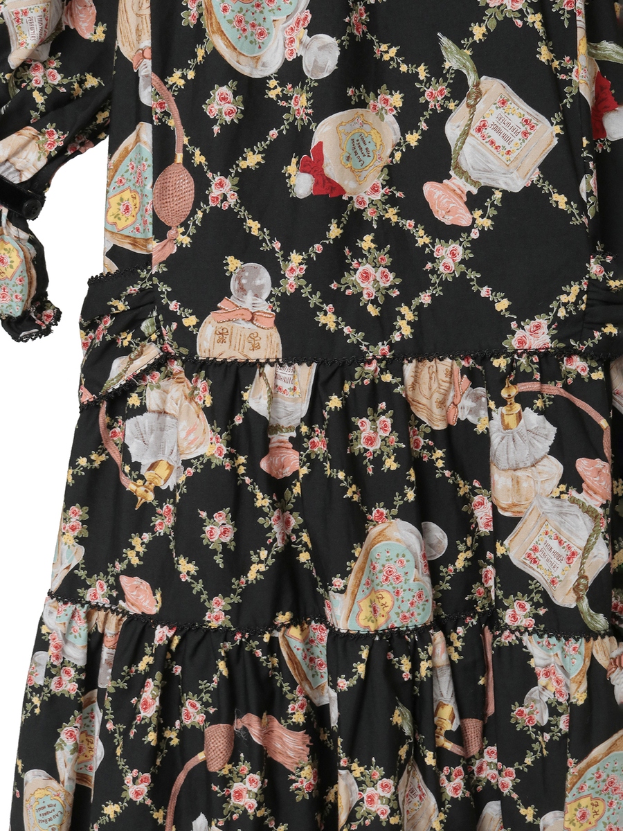 パフュームプリントミディワンピース 詳細画像 クロ 6