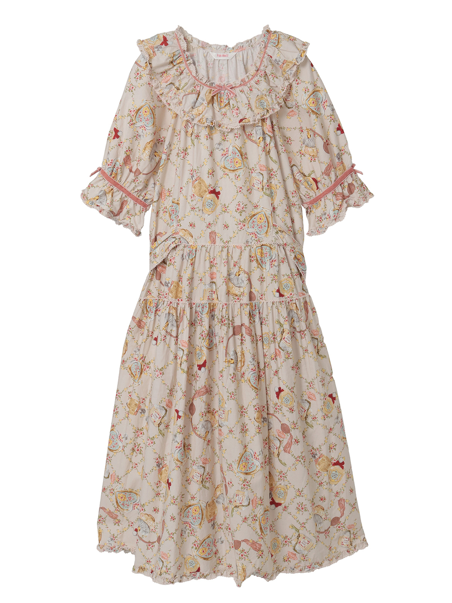 パフュームプリントミディワンピース 詳細画像 バニラ 1