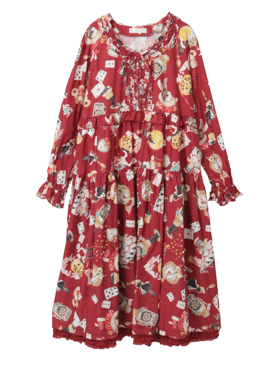 ハロウィーンワンダーランドプリントミディワンピース 詳細画像 アカ 1