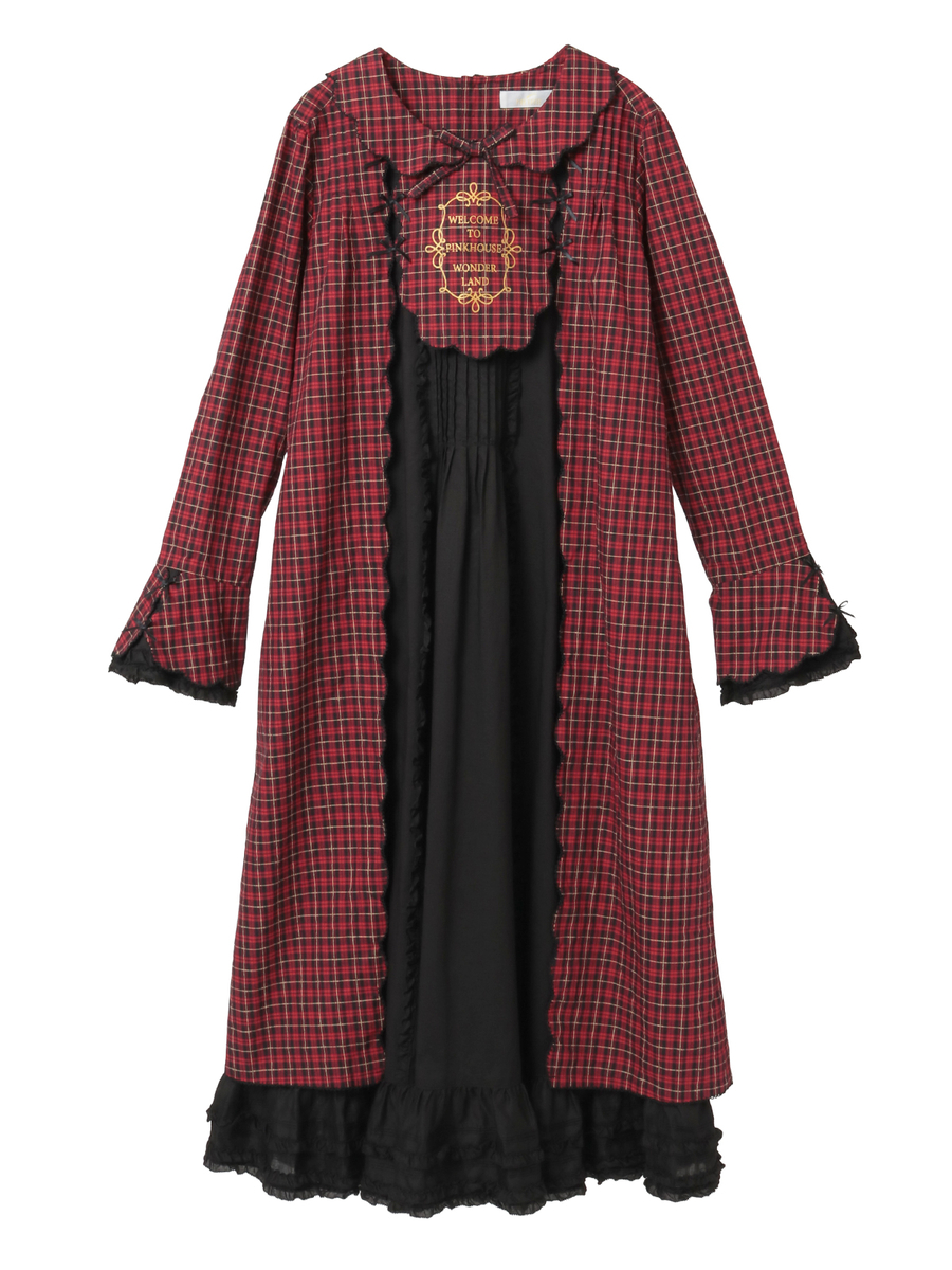 オリジナルコードチェックミディワンピース 詳細画像 アカ 1