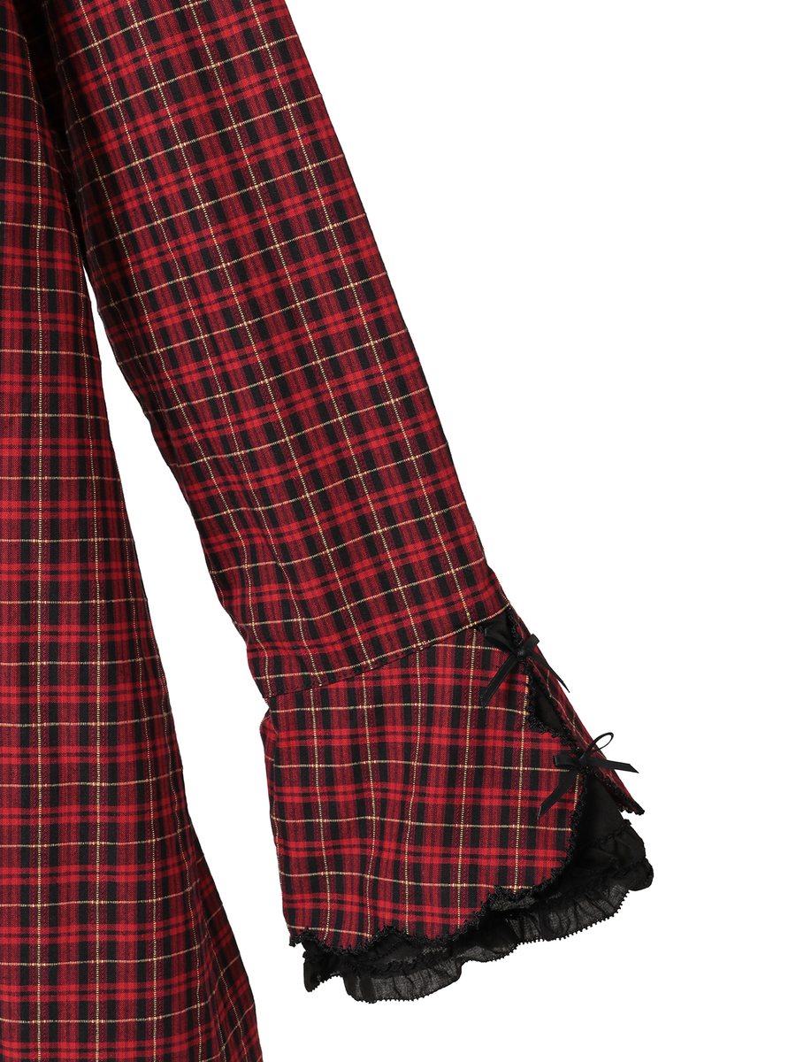 オリジナルコードチェックミディワンピース 詳細画像 アカ 4