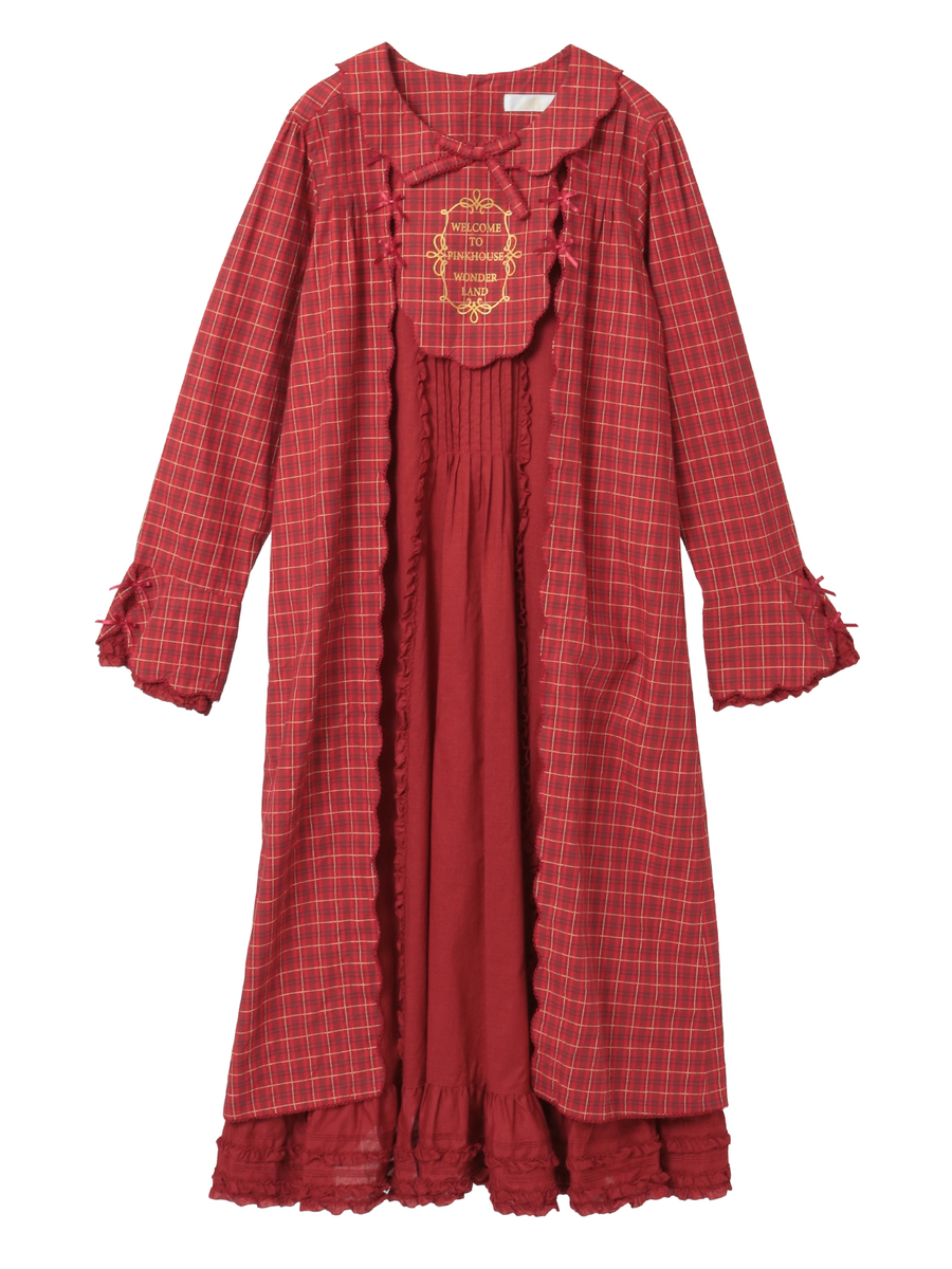 オリジナルコードチェックミディワンピース 詳細画像 アカ 1