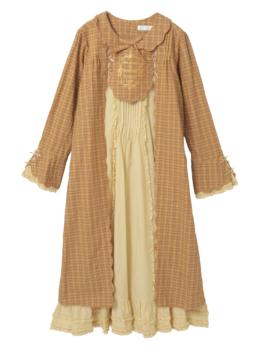 オリジナルコードチェックミディワンピース 詳細画像 イエロー 1