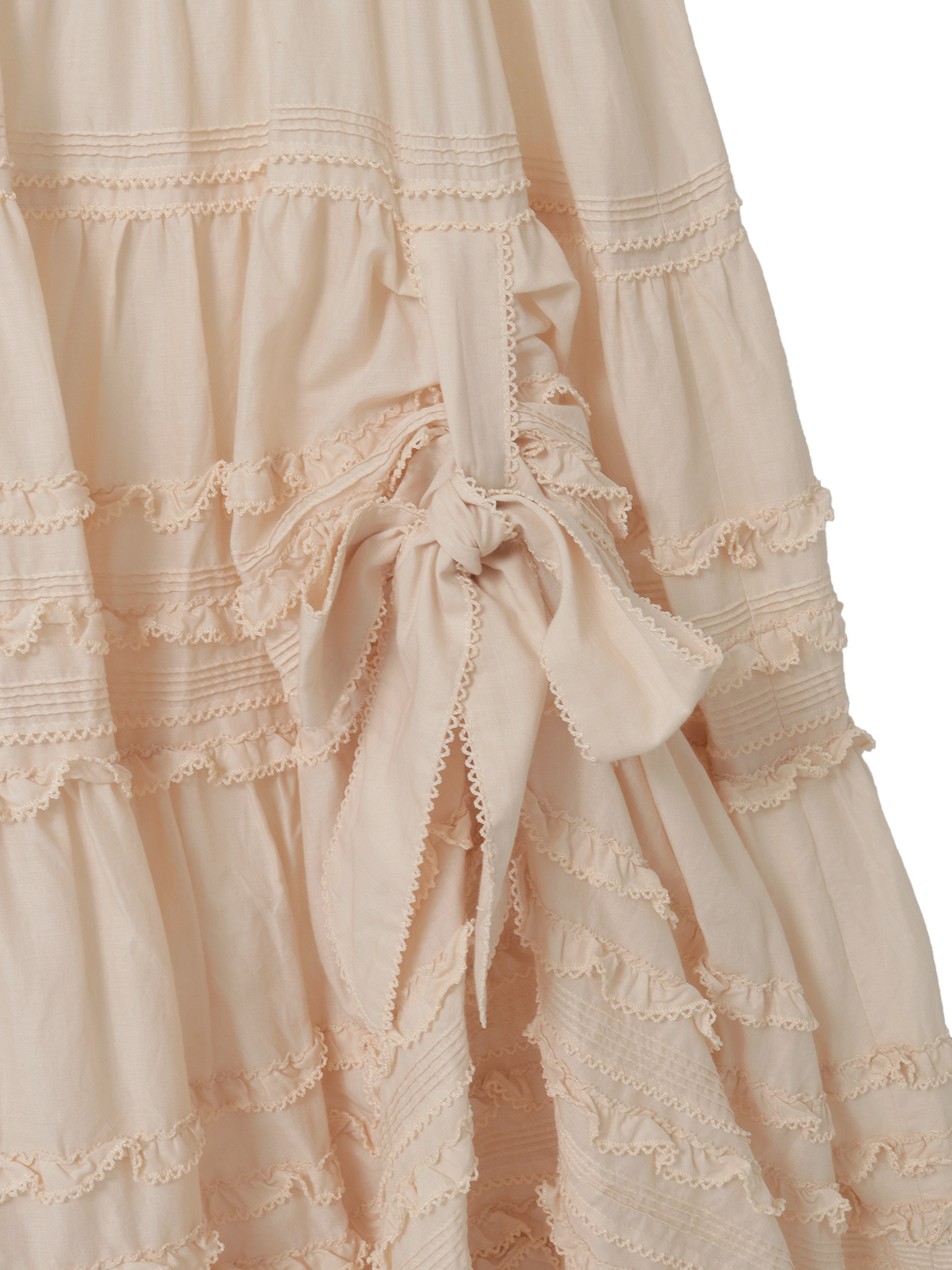 【美品】ピンクハウス 白 レース たくし上げリボン使い タブリエ/ワンピース PINK HOUSE たくし上げリボン付きローンタブリエ レディース