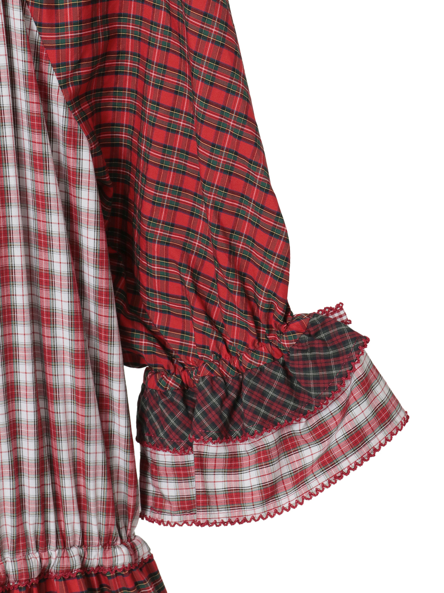 タータンチェックパッチワークワンピース 詳細画像 アカ系 4