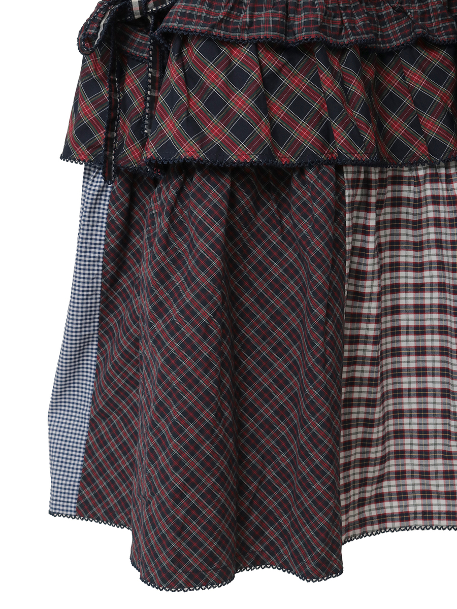 タータンチェックパッチワークワンピース 詳細画像 アカ系 7