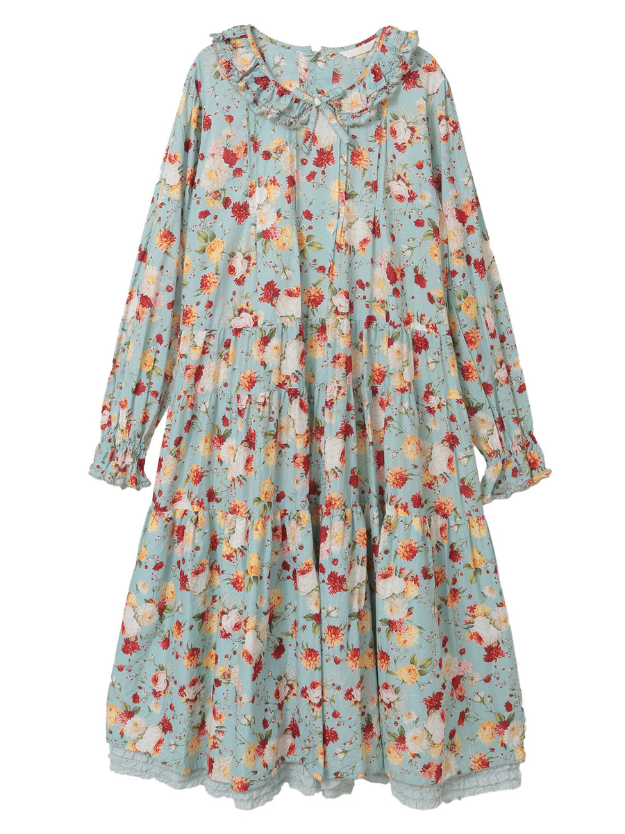 ジョセフィーヌプリントミディワンピース 詳細画像 ブルーグレー 1