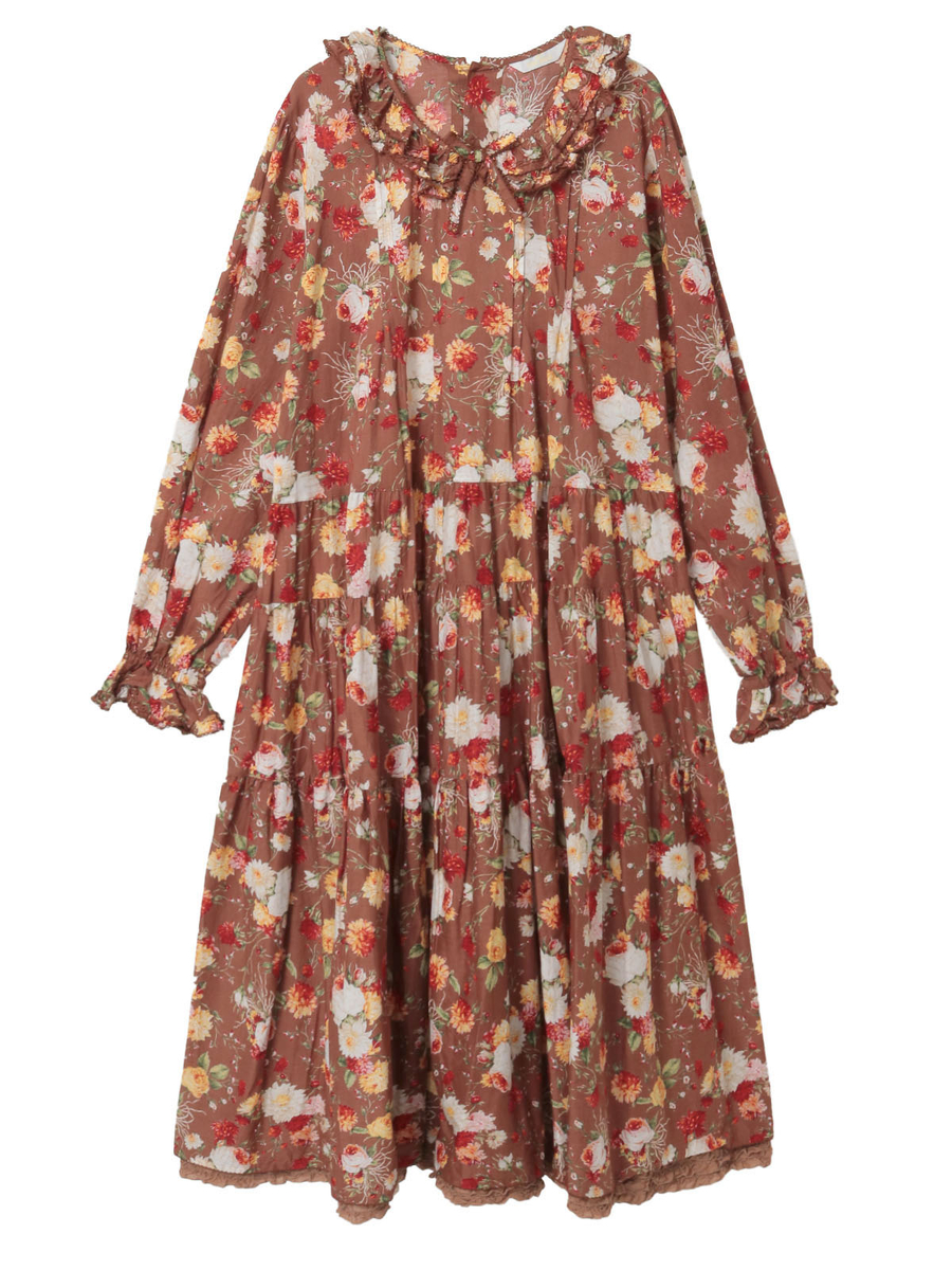 ジョセフィーヌプリントミディワンピース 詳細画像 ブラウン 1