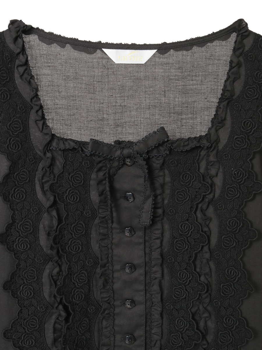 ケミカルレース使いミディワンピース 詳細画像 クロ 7