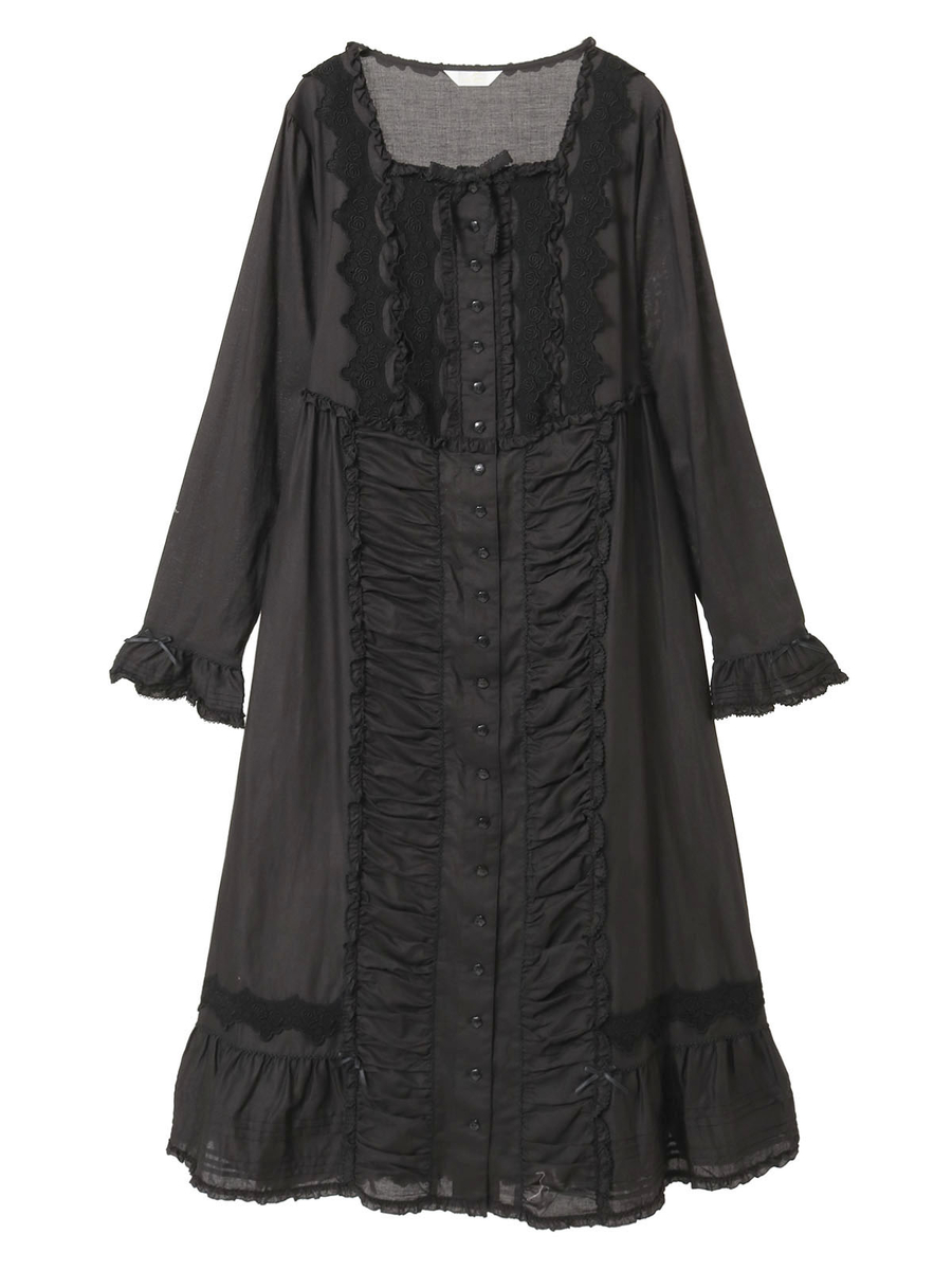 ケミカルレース使いミディワンピース 詳細画像 クロ 1