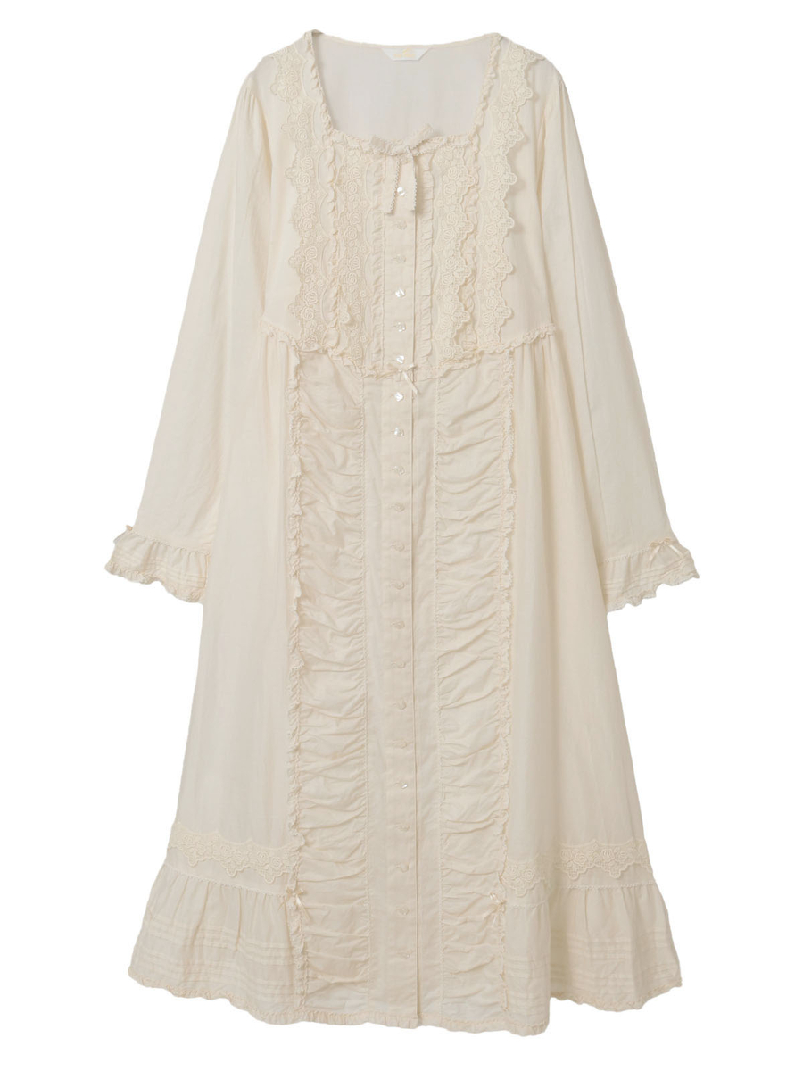 ケミカルレース使いミディワンピース 詳細画像 アイボリー 1