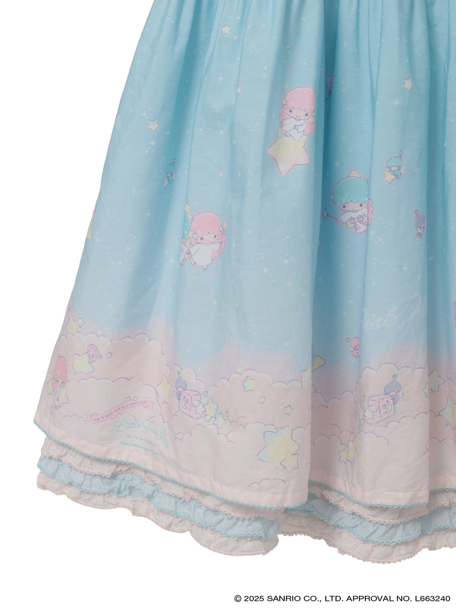 Little Twin Stars×PINK HOUSE A Starry Night Wish柄ミディワンピース 詳細画像 ナイトブルー 5