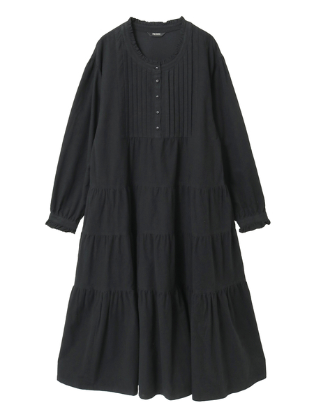 ピンクハウス PINK HOUSE 襟付きロングティアードコート 黒 PINK HOUSE #wpc ピンクハウス PINKHOUSE コート 黒 ニット コーディ