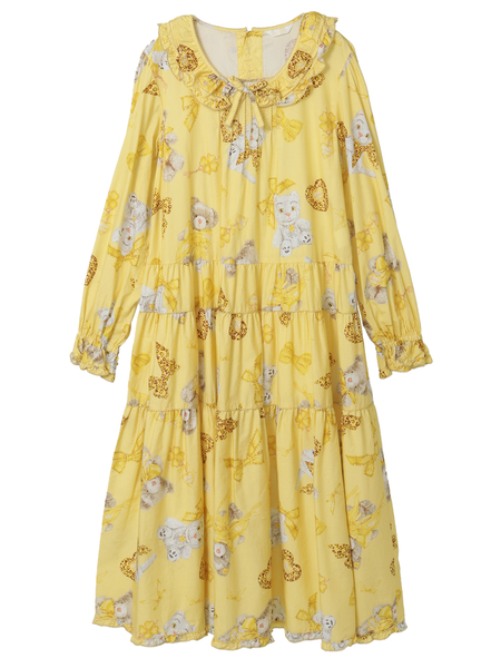 PINK HOUSE×Momoclo ももクロベアプリントミディワンピース