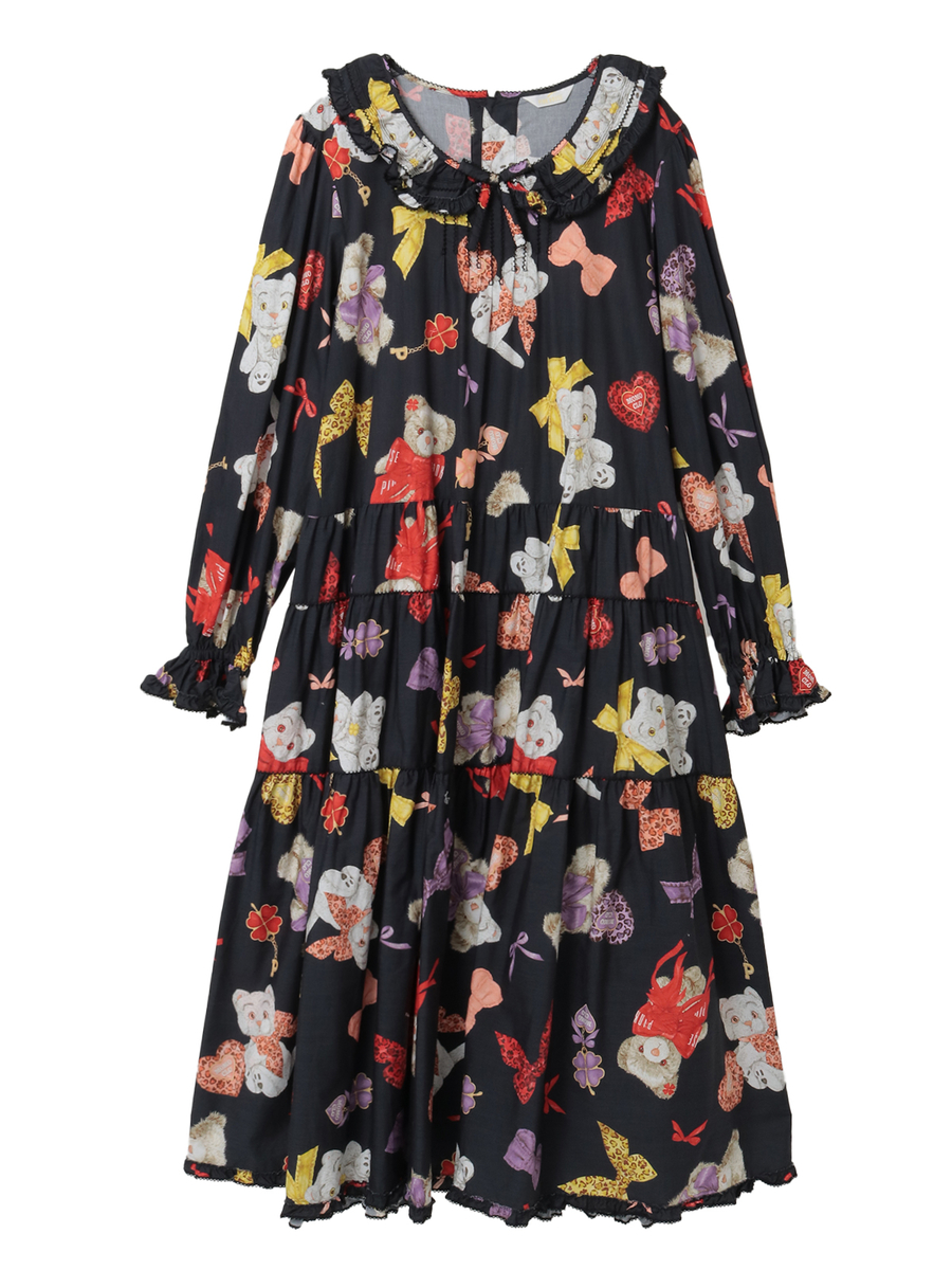 PINK HOUSE×Momoclo ももクロベアプリントミディワンピース 詳細画像 クロ 1