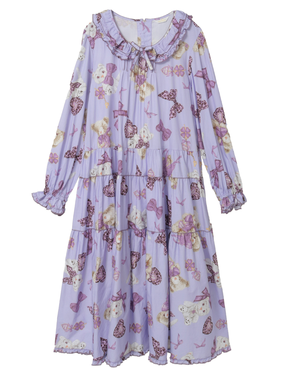 PINK HOUSE×Momoclo ももクロベアプリントミディワンピース 詳細画像 パープル 1