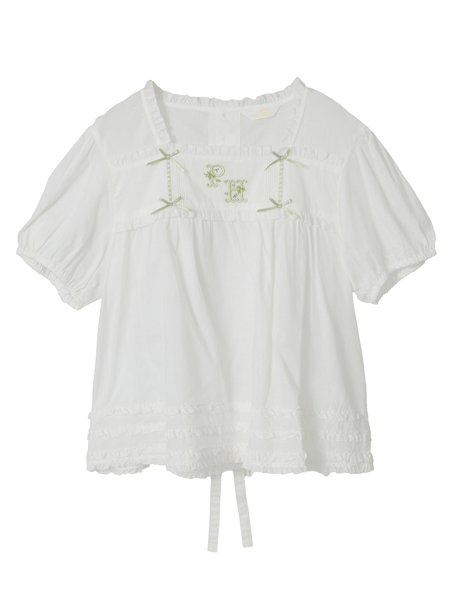 ロゴ刺繍ブラウス 詳細画像 シロ 1