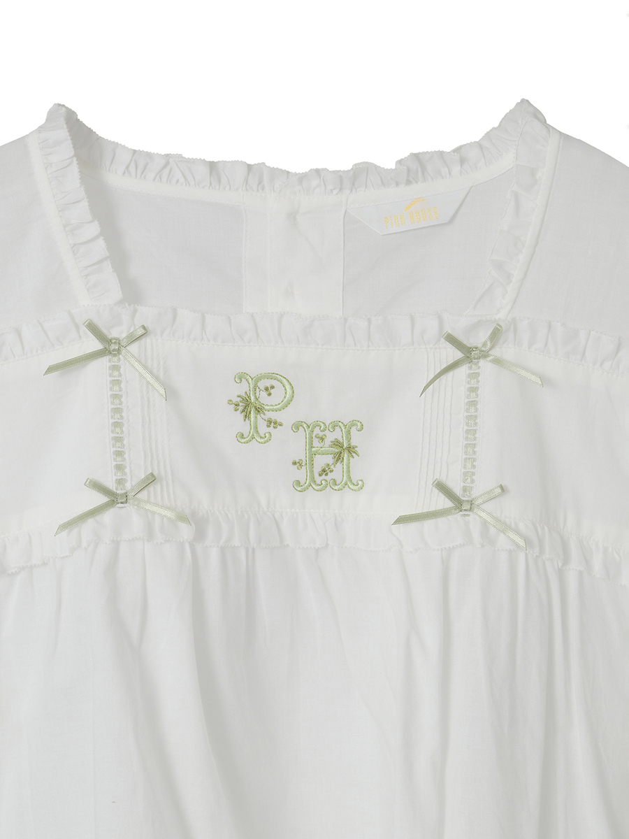 ロゴ刺繍ブラウス 詳細画像 シロ 3