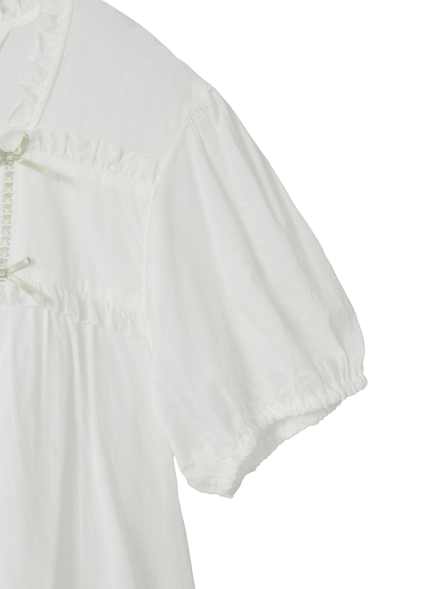 ロゴ刺繍ブラウス 詳細画像 シロ 4