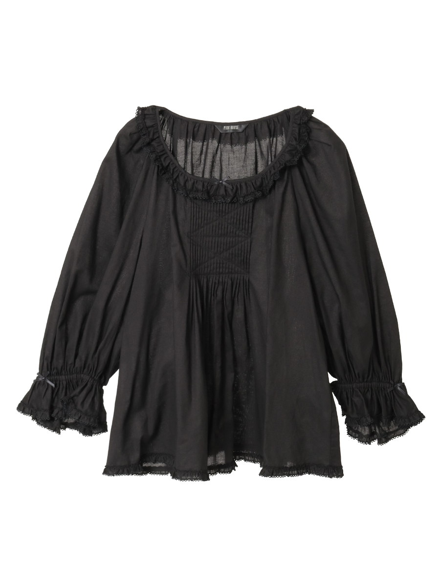 ピンクハウス　メアリーローズ柄　綿ローンブラウス ピンクハウス メアリーローズ柄 綿ローンブラウス