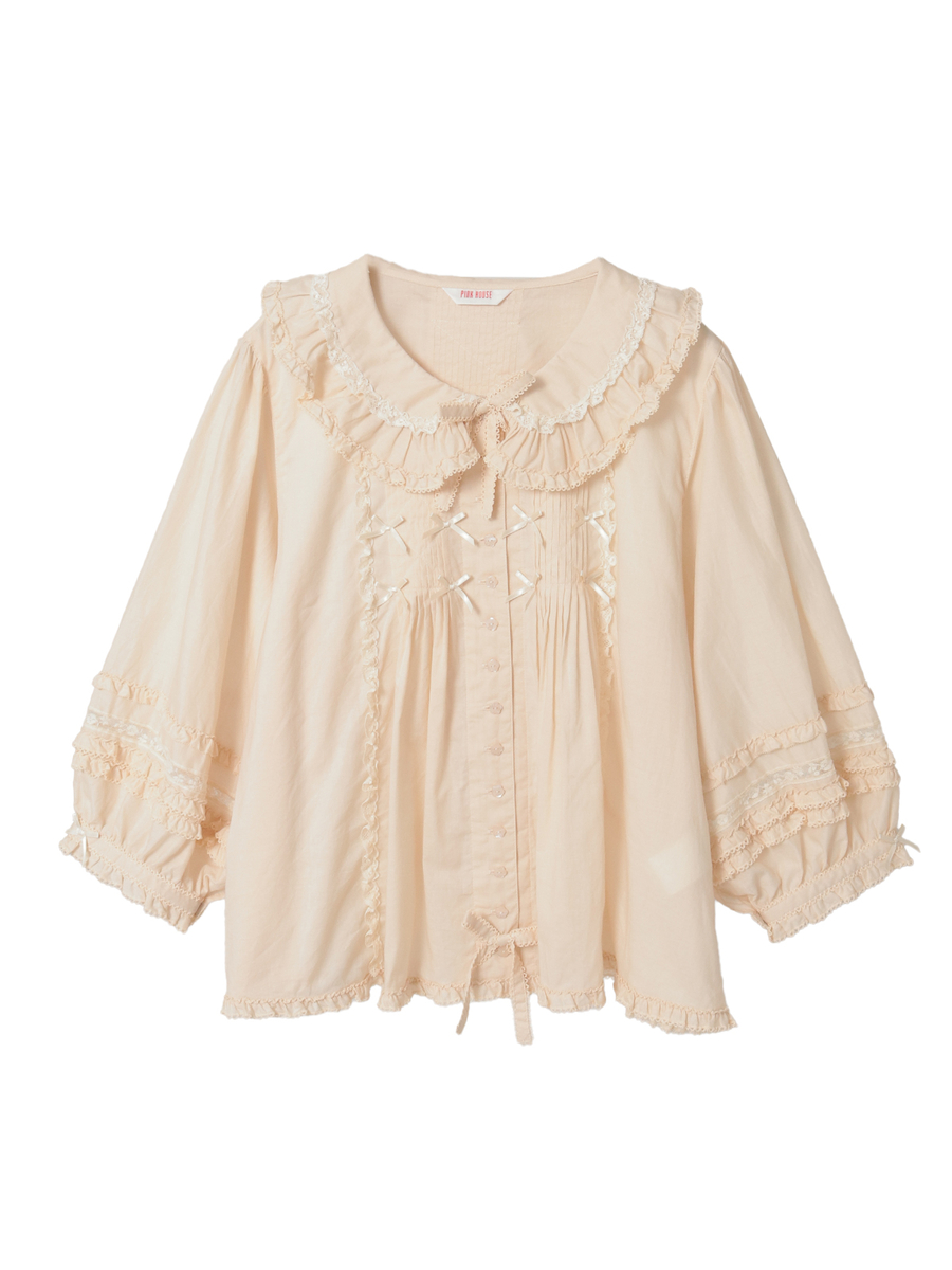 フランス製レース使いローンブラウス 詳細画像 クロ 1