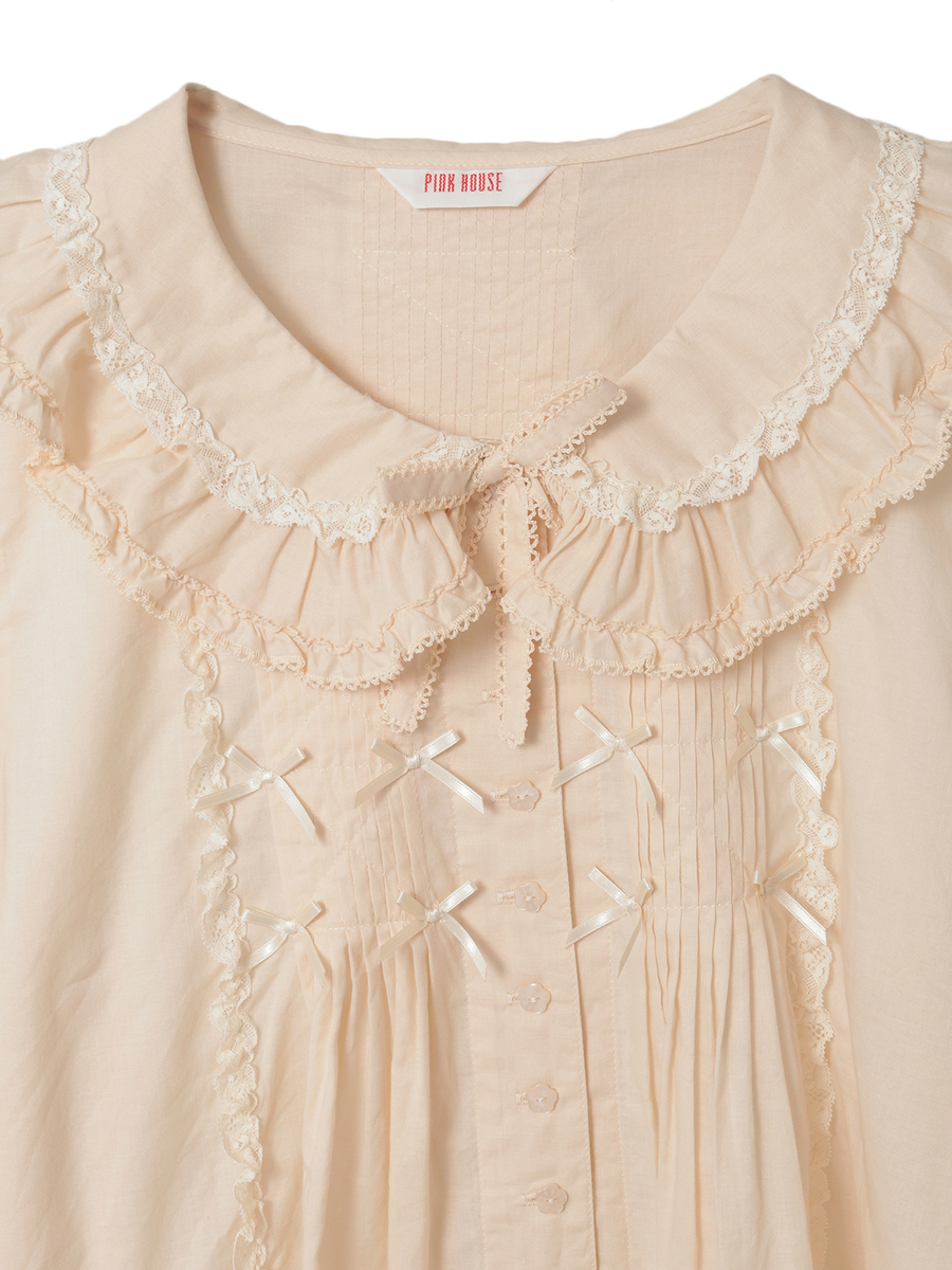 フランス製レース使いローンブラウス 詳細画像 クロ 3