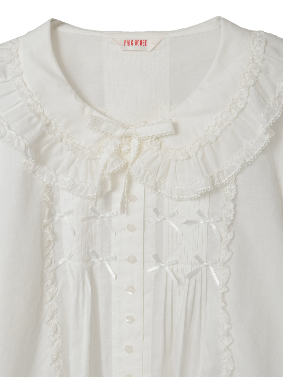 フランス製レース使いローンブラウス 詳細画像 クロ 9