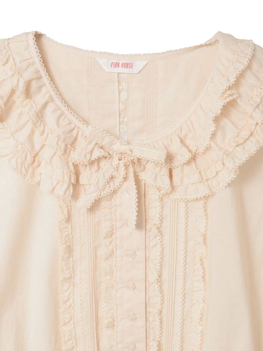 フランス製レース使いローンオーバーブラウス 詳細画像 クロ 10