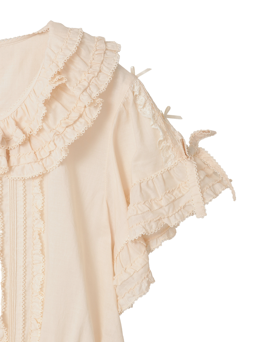 フランス製レース使いローンオーバーブラウス 詳細画像 クロ 11