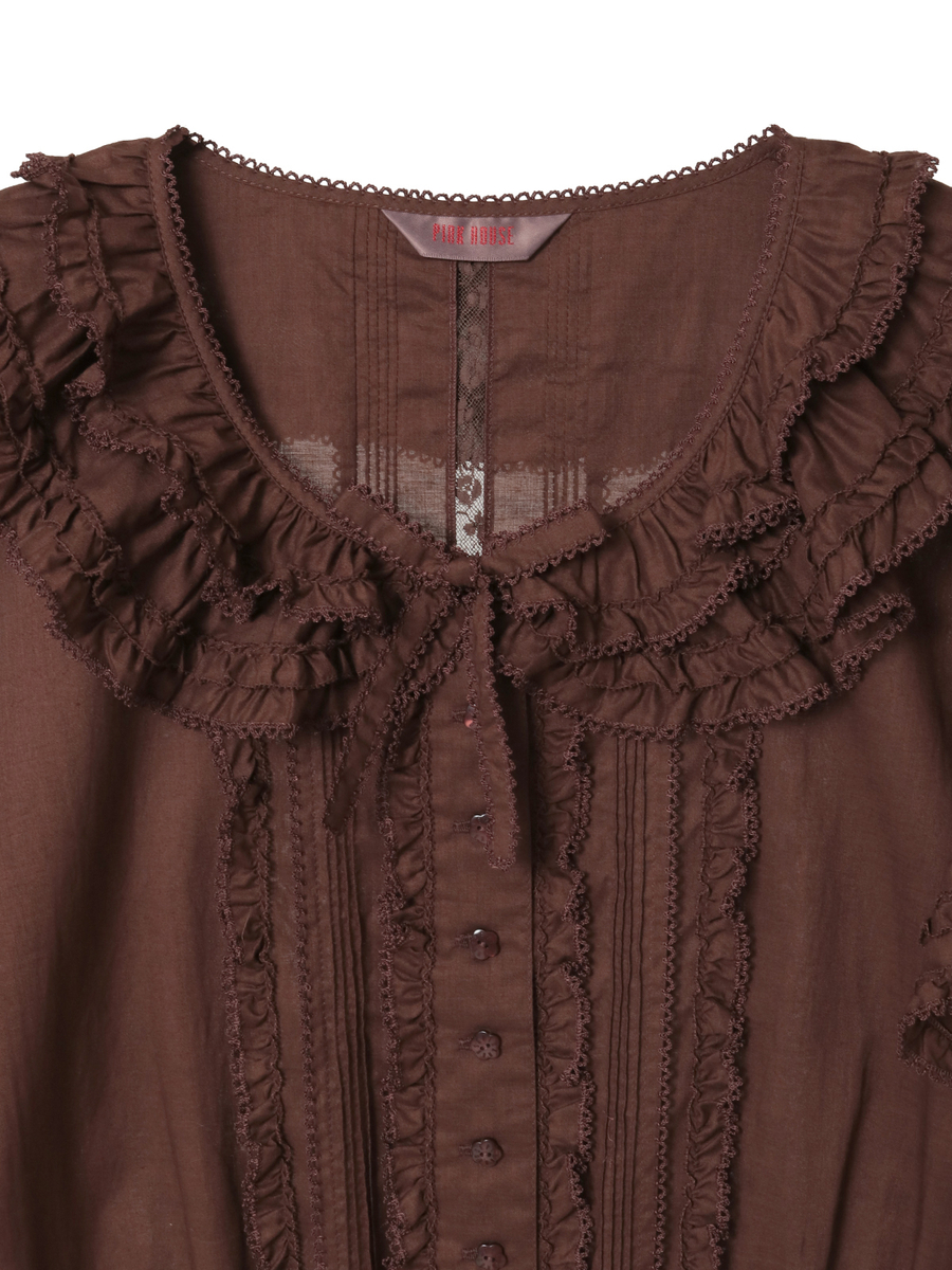 フランス製レース使いローンオーバーブラウス 詳細画像 クロ 12