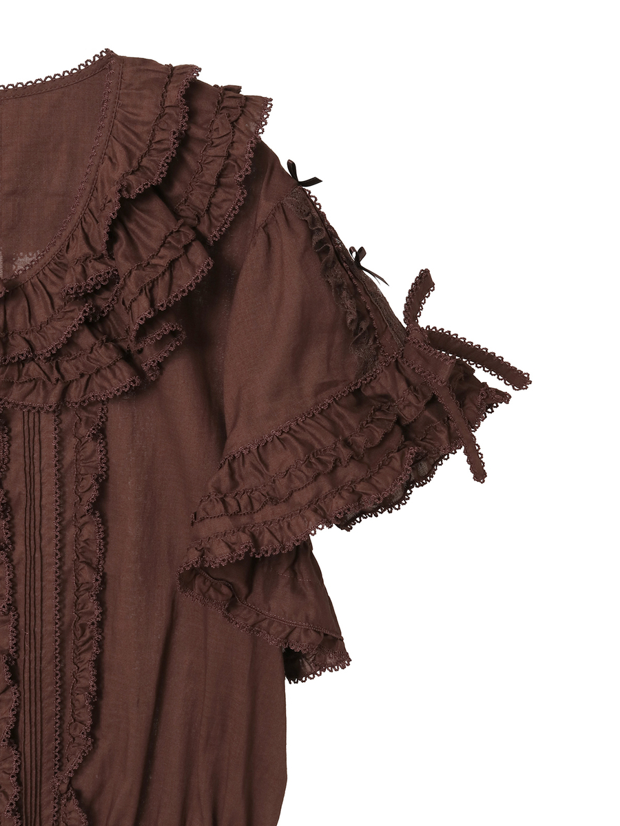 フランス製レース使いローンオーバーブラウス 詳細画像 クロ 13