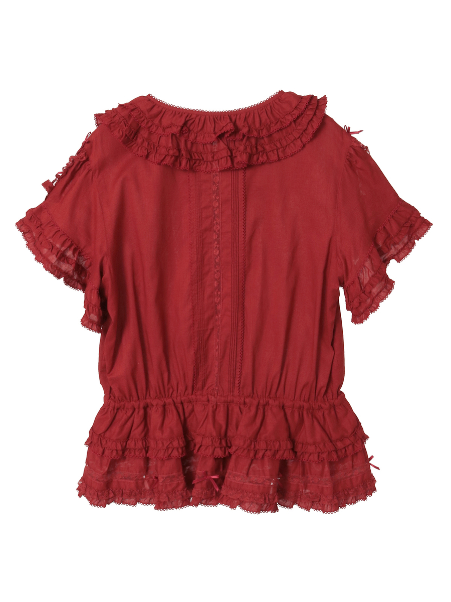 フランス製レース使いローンオーバーブラウス 詳細画像 クロ 2