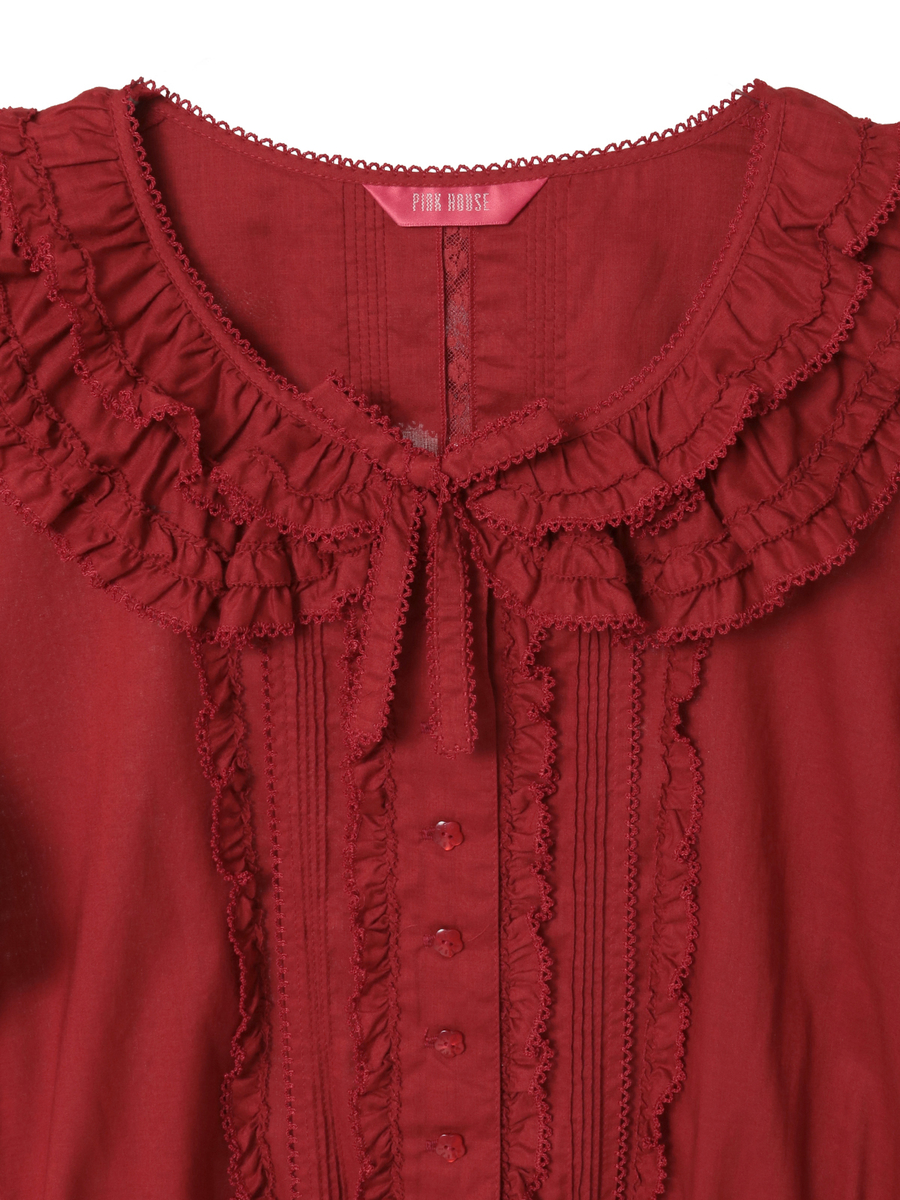 フランス製レース使いローンオーバーブラウス 詳細画像 クロ 3