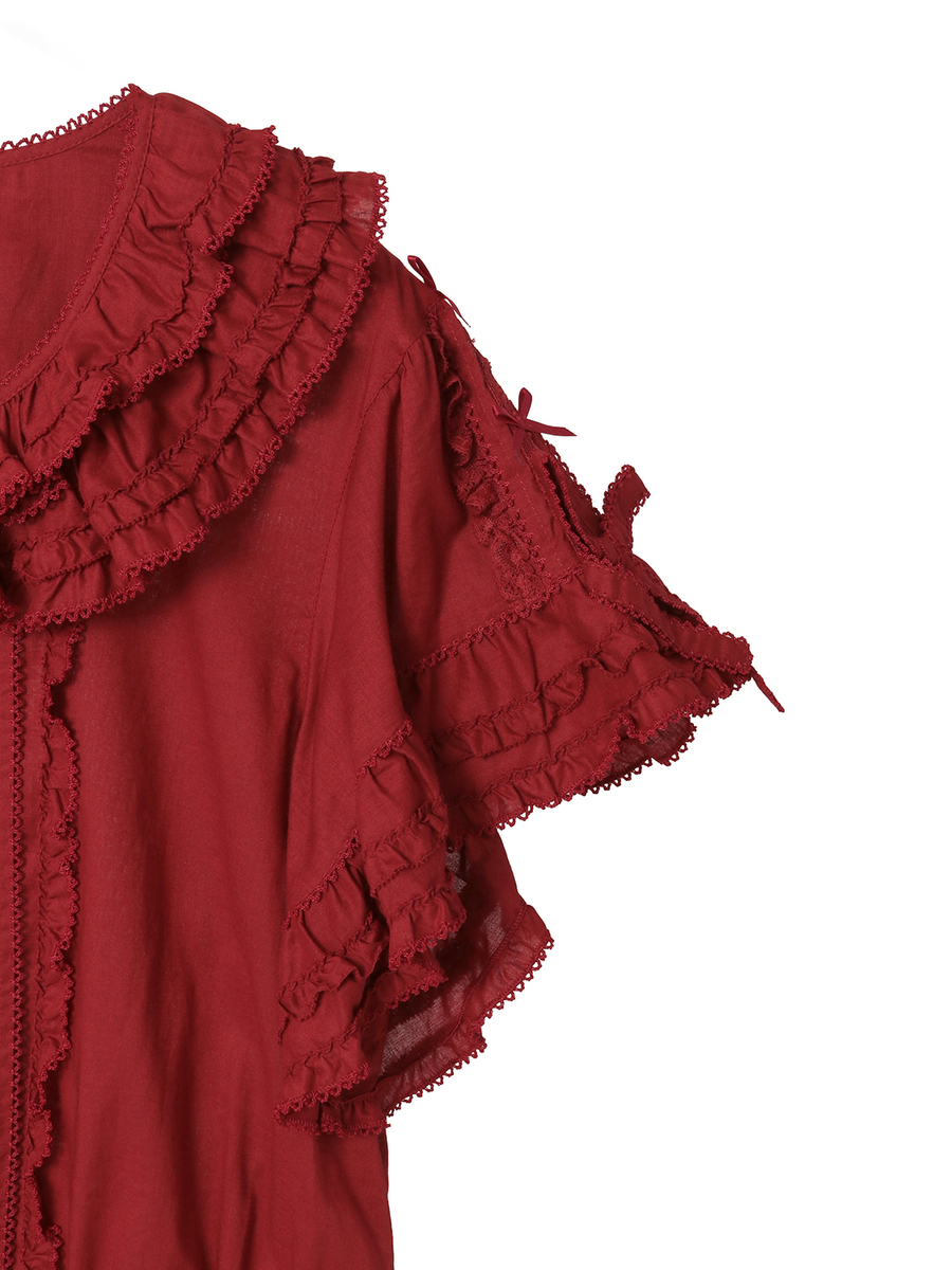 フランス製レース使いローンオーバーブラウス 詳細画像 クロ 4