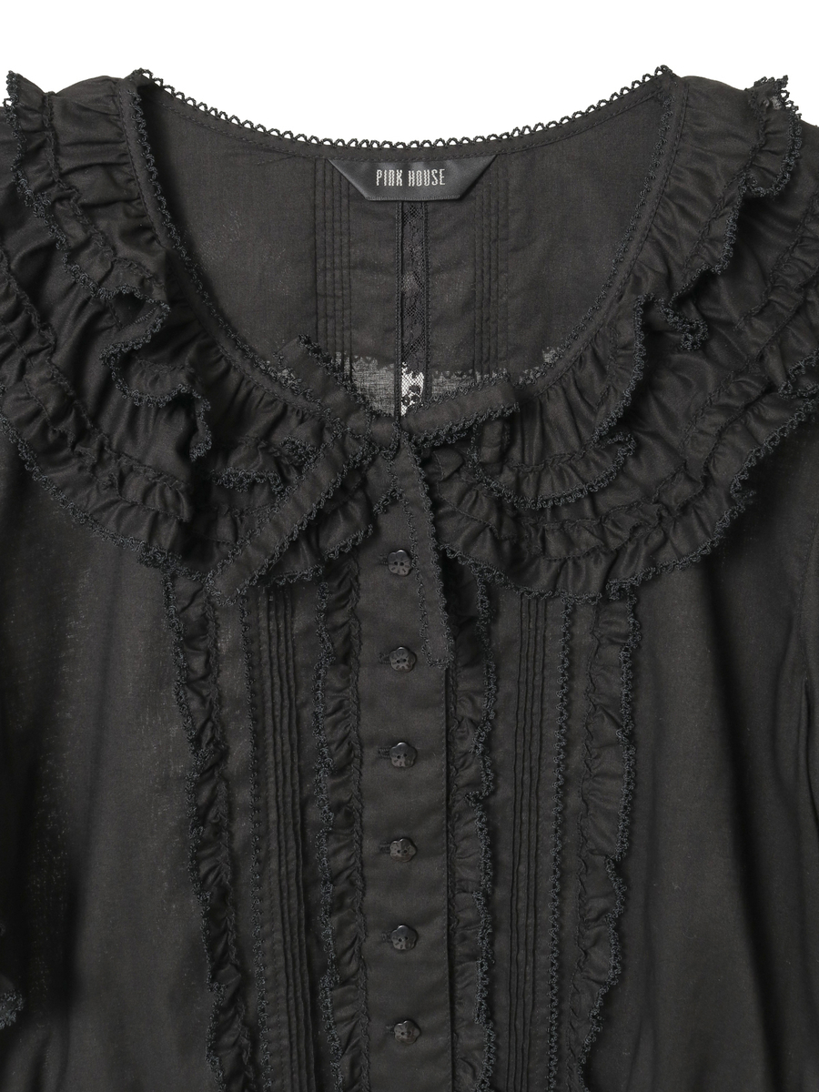 フランス製レース使いローンオーバーブラウス 詳細画像 クロ 6