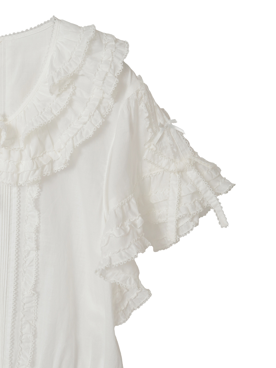 フランス製レース使いローンオーバーブラウス 詳細画像 クロ 9