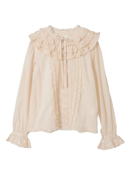 【試着のみ】ピンクハウス 生成 ピコフリル ピンタック使い 綿ローンブラウス フリル襟付きブラウス｜ピンクハウスオフィシャルオンライン