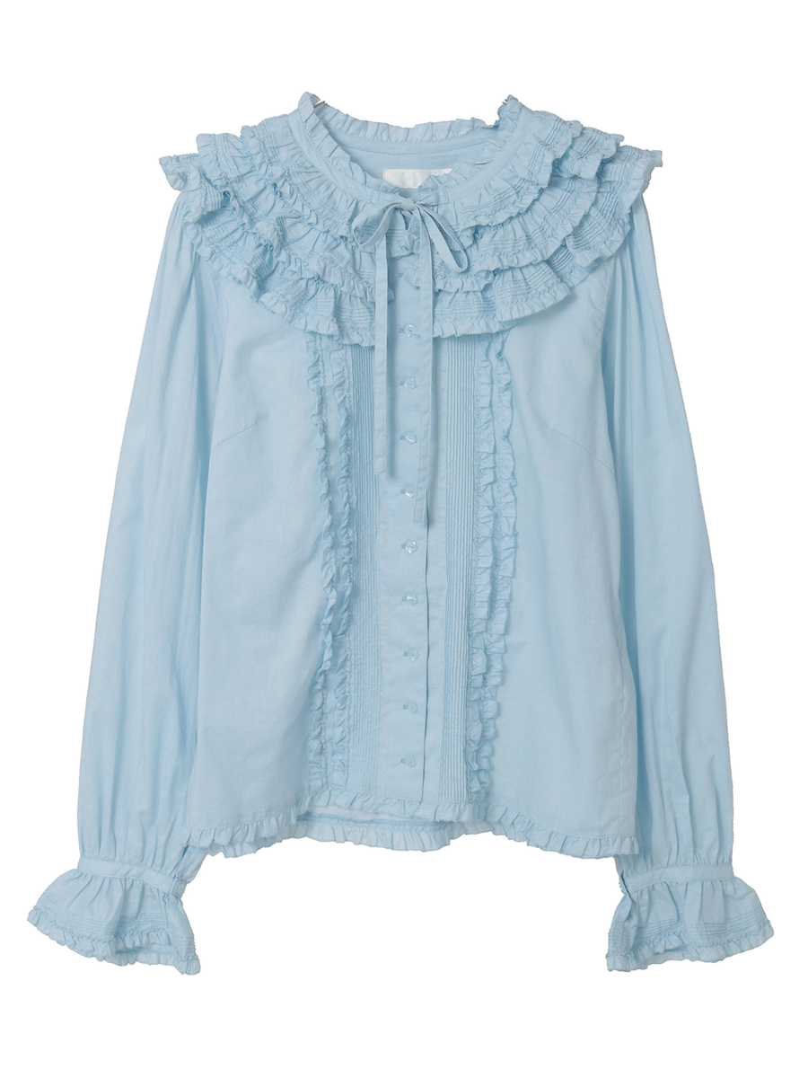 フリル襟付きローンブラウス 詳細画像 ソライロ 1