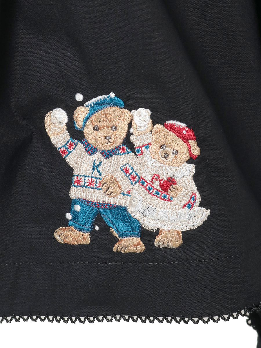 三つ子のくまの冬支度刺繍使いフードブラウス 詳細画像 コン系 10