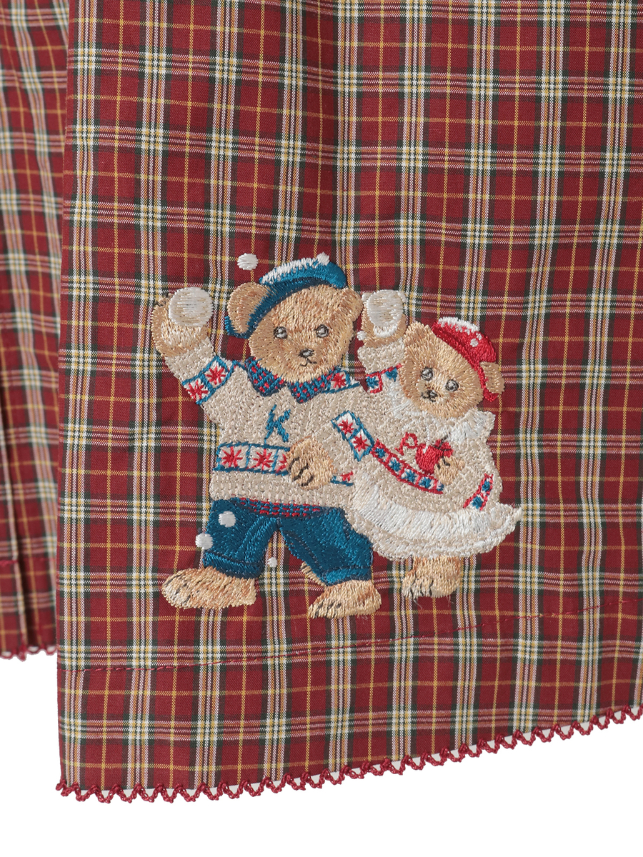 三つ子のくまの冬支度刺繍使いフードブラウス 詳細画像 コン系 7