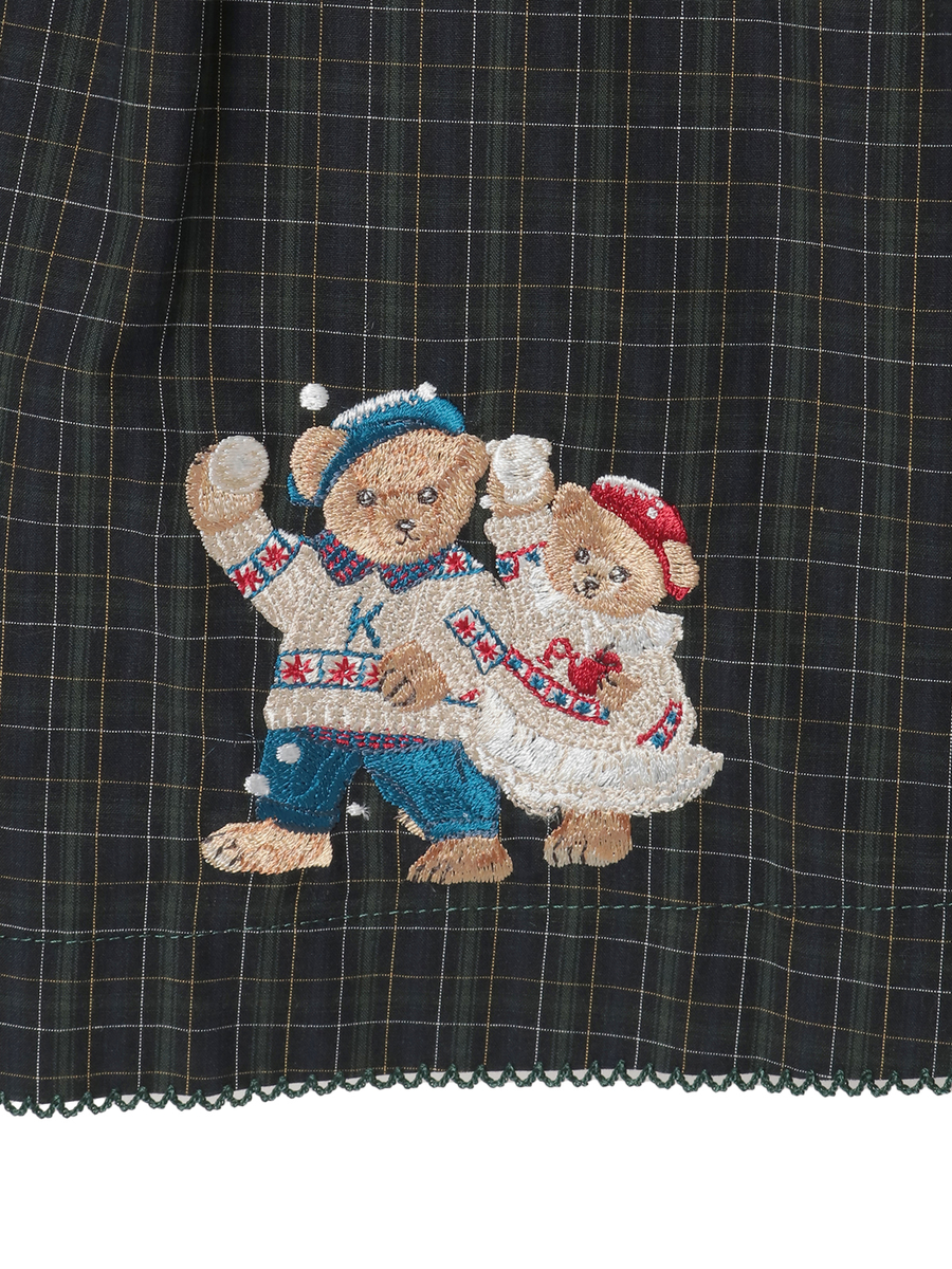 三つ子のくまの冬支度刺繍使いフードブラウス 詳細画像 コン系 8