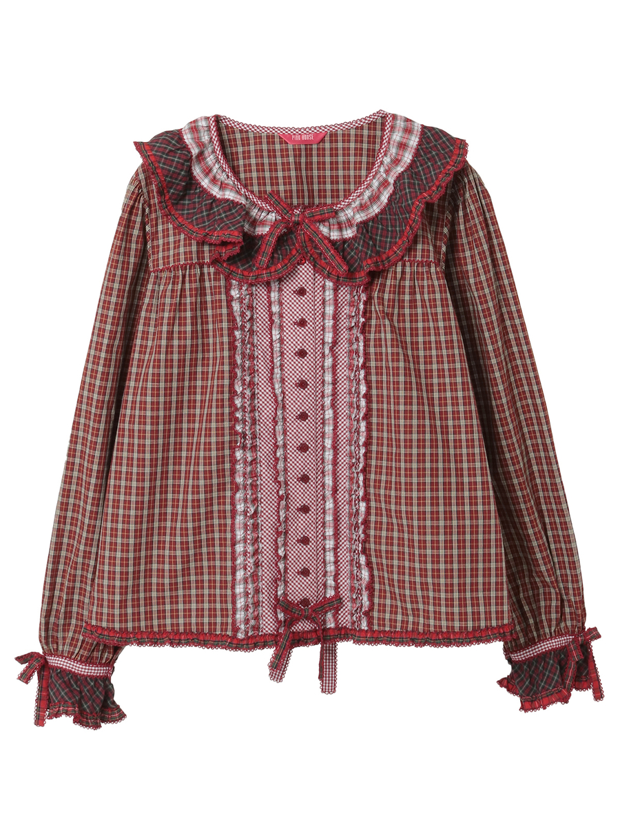 ピンクハウス　タータンチェックフリルパーカー　M　未使用品 ピンクハウス タータンチェックフリルパーカー M 未使用品