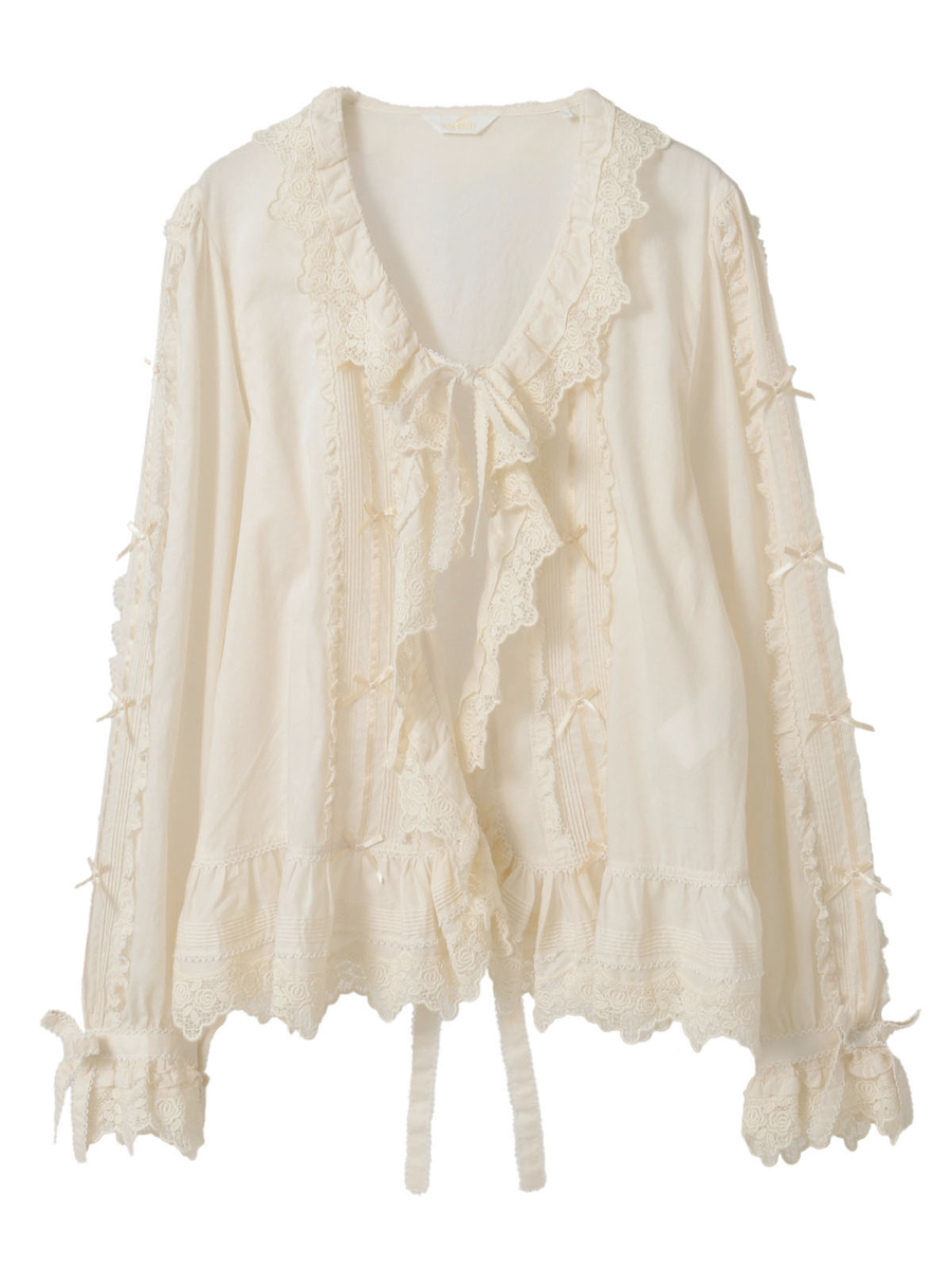 ケミカルレース使いオーバーブラウス 詳細画像 アイボリー 1