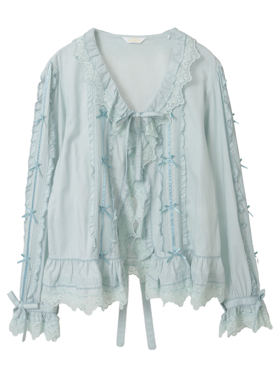 ケミカルレース使いオーバーブラウス 詳細画像 ブルー 1