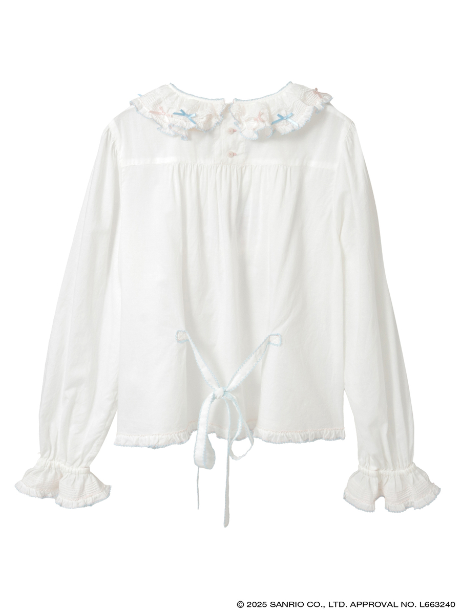 Little Twin Stars&times;PINK HOUSE 刺しゅう入りローンブラウス 詳細画像 シロ 2