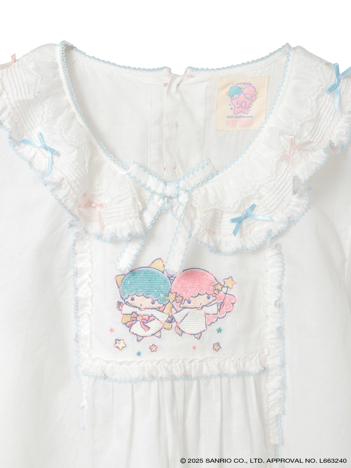 Little Twin Stars×PINK HOUSE 刺しゅう入りローンブラウス｜ピンク