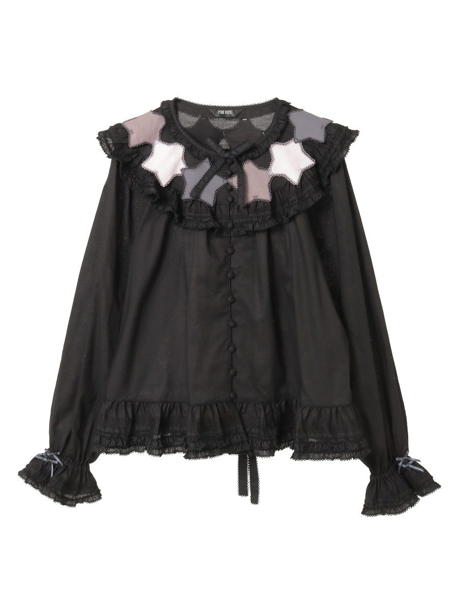 星ワッペン使いブラウス 詳細画像 クロ 1