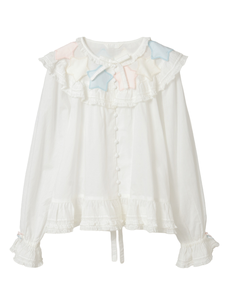 星ワッペン使いブラウス 詳細画像 シロ 1